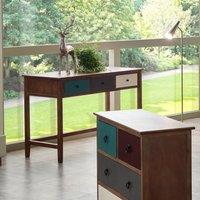 Pacific Loft 3 Drawer Dressing Table, Pine Brown/Green/Black