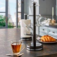 Tower Belle Mug Tree and Kitchen Roll Holder Set Black