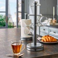 Tower Belle Mug Tree and Kitchen Roll Holder Set Graphite (Grey)