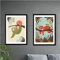 Set of 2 East End Prints Sloth & Tiger Prints
