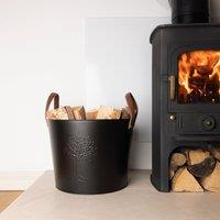 Snug - Fireside Mulberry Iron & Leather Firewood Bucket Black/Brown