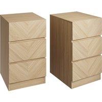 Set of 2 Taranto 3 Drawer Bedside Tables, Oak Effect