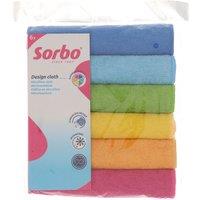 Sorbo Pack of 6 Rainbow Microfibre Cloths Pink/Yellow/Orange