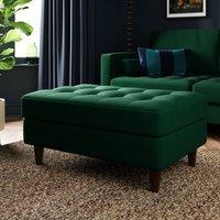 Zoe Velvet Storage Footstool Green