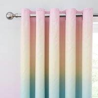 Rainbow Ombre Blackout Eyelet Curtains Pink/Yellow/Purple