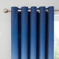 Navy Ombre Blackout Eyelet Curtains Navy Blue/Light Blue