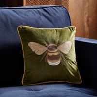 Embroidered Bee Cushion Olive