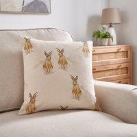 Hare Printed Cushion Cover Natural