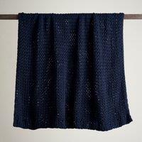 Chunky Knit Recycled Throw 130cm x 170cm Navy (Blue)