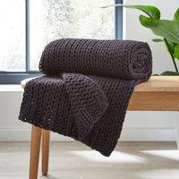 Chunky Knit Recycled Throw 130cm x 170cm Black