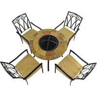 Bayfield Firepit 89cm Table with 4 Ascot Chairs Set