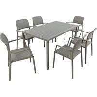 Cube Dining Table with 6 Bora Chair Set Turtle Dove