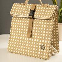 &Again Gingham Paper Cooler Lunch Bag Green