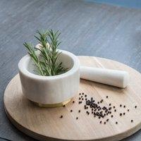 Kitchen Pantry Marble Pestle & Mortar White