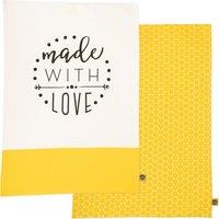 Set of 2 Kitchen Pantry Made With Love Teal Towels