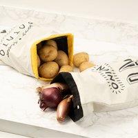 Kitchen Pantry Set of 2 Vegetable Sacks - Potato & Onion Beige/Yellow/Black