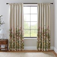 Dorma Rambling Rose Cream Blackout Pencil Pleat Curtains Pink