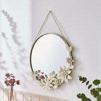 Vintage Floral Round Hanging Wall Mirror