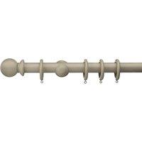 Sherwood Ball Finial Fixed Wooden Curtain Pole with Rings Taupe