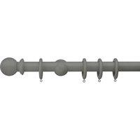 Sherwood Ball Finial Fixed Wooden Curtain Pole with Rings Grey