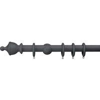 Sherwood Urn Finial Fixed Wooden Curtain Pole with Rings Dark Grey