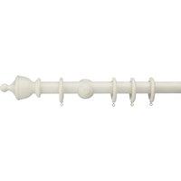 Sherwood Urn Finial Fixed Wooden Curtain Pole with Rings Cream
