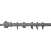 Sherwood Urn Finial Fixed Wooden Curtain Pole with Rings Grey