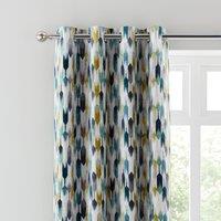 Kelso Navy Cut Velvet Eyelet Curtains Navy