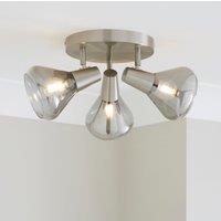 Elements Wolston Glass 3 Light Semi Flush Spotlight