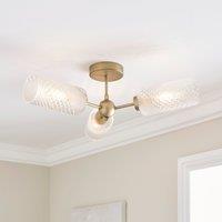 Christie 3 Light Semi Flush Ceiling Fitting Brown