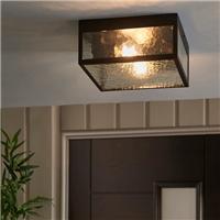 London Industrial Outdoor 2 Light Flush Porch Ceiling Light