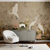 Cranberry and Laine Opulent Crane Natural Mural Natural