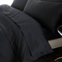 Hotel Cotton 230 Thread Count Sateen Flat Sheet Black