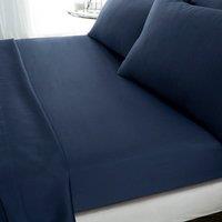 Hotel Cotton 230 Thread Count Sateen Fitted Sheet Navy Blue