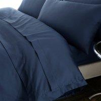 Hotel Cotton 230 Thread Count Sateen Flat Sheet Navy