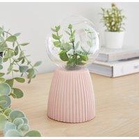 Faux Terrarium Ribbed Battery Table Lamp Pink