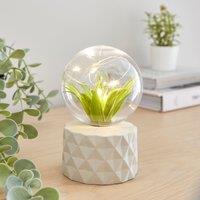 Faux Terrarium Geometric Battery Table Lamp Grey