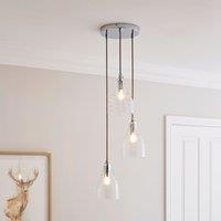 Hannam Recycled Glass 3 Light Diner Cluster Ceiling Fitting Clear