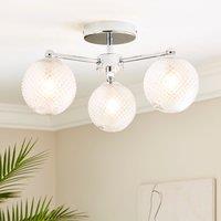 Vaughn 3 Light Semi Flush Ceiling Fitting Silver