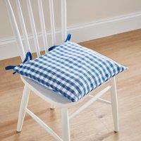 Set of 2 Blue Gingham Seat Pad Covers Blue/White