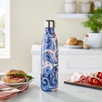 500ml Water Flask, Navy and Pink Marble