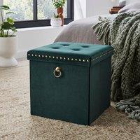 Velvet Cube Ottoman Bottle Green Bottle (Green)