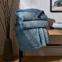 Dunelm Teddy Bear Throw Pacific Blue