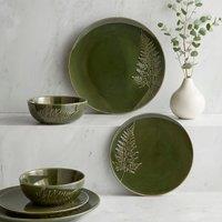 Churchgate Embossed Fern 12 Piece Dinner Set Fern (Green)