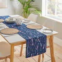 Whimsical Floral Table Runner 35cm x 230cm Navy (Blue)