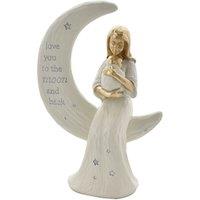 Bambino Mother and Baby Sitting on Moon Figurine "Love You"