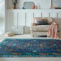 PractiRug Sabrina Floral Washable Rug Sabrina Floral Navy