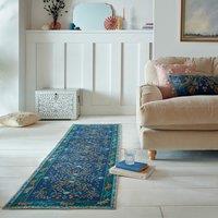 PractiRug Sabrina Floral Washable Runner Sabrina Floral Navy