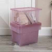 Wham Crystal Set of 5 Boxes & Lids, 28L Pink