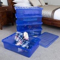 Wham Crystal Set of 5 Underbed Boxes & Lids, 32L Blue